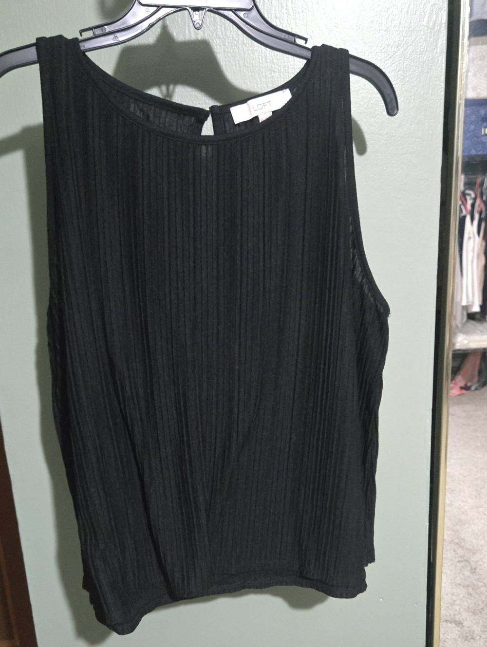 LOFT Black Pleated Tank Top